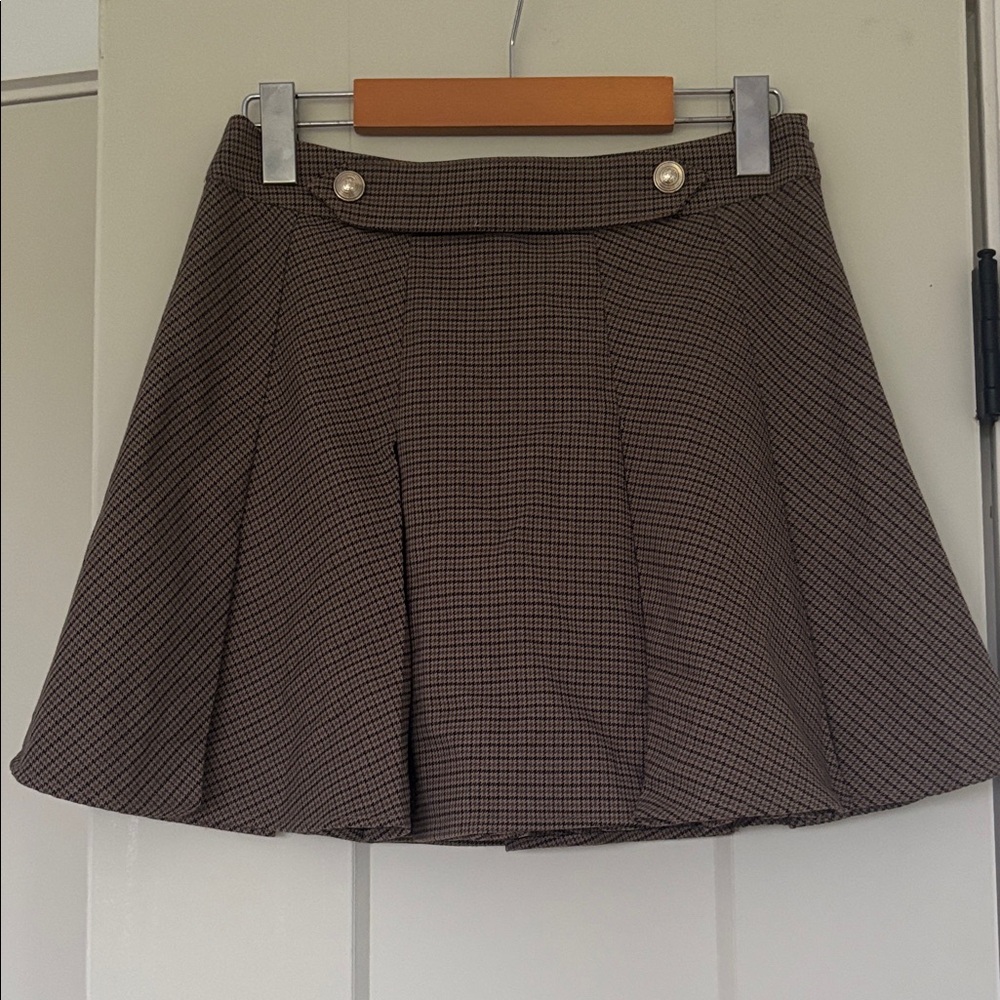H&M Brown houndstooth Mini Skirt